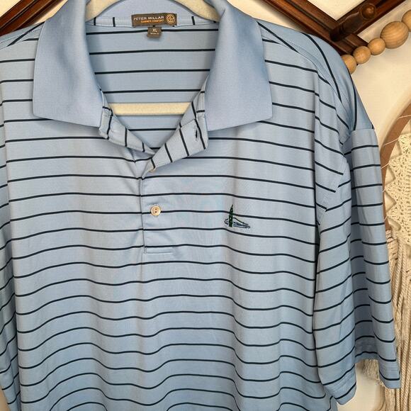 Peter Millar Summer Comfort Blue Stripe Golf Polo - Picture 3 of 3